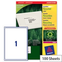 Avery LR7167-100 Laser Label Recycled 199.6 x 289.1mm (100 Labels)