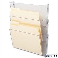 Literature & Brochure Holder Wall Pockets A4 Landscape Crystal Pack 3 Deflecto