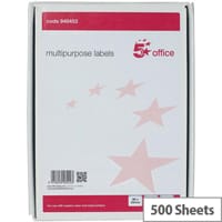 5 Star Office Multipurpose Labels Laser Copier Inkjet 16 Per Sheet 99x34mm White 8000 Labels Pack of 500