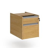 Contract 2 Drawer Fixed Pedestal With Silver Finger Pull Handles - Oak