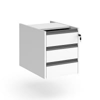 Contract 3 Drawer Fixed Pedestal With Graphite Finger Pull Handles - White