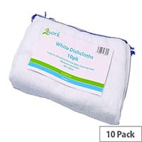 2Work Pack of 10 White Dishcloth 300 x 400mm White