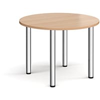 Circular Chrome Radial Leg Meeting Table Dia. 1000mm, Height 725mm - Beech
