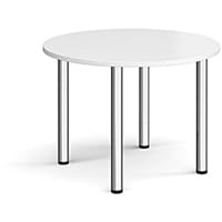Circular Chrome Radial Leg Meeting Table Dia. 1000mm, Height 725mm - White