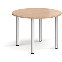 Circular Silver Radial Leg Meeting Table Dia. 1000mm, Height 725mm - Beech