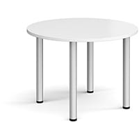 Circular Silver Radial Leg Meeting Table Dia. 1000mm, Height 725mm - White