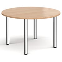 Circular Chrome Radial Leg Meeting Table Dia. 1200mm, Height 725mm - Beech
