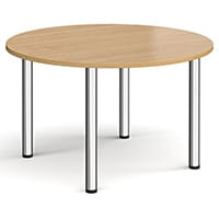 Circular Chrome Radial Leg Meeting Table Dia. 1200mm, Height 725mm - Oak