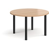 Circular Black Radial Leg Meeting Table Dia. 1200mm, Height 725mm - Beech