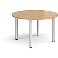 Circular Silver Radial Leg Meeting Table Dia. 1200mm, Height 725mm - Oak