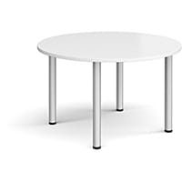 Circular Silver Radial Leg Meeting Table Dia. 1200mm, Height 725mm - White