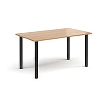 Rectangular Black Radial Leg Meeting Table W1400xD800xH725mm - Beech