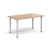 Rectangular White Radial Leg Meeting Table W1400xD800xH725mm - Beech