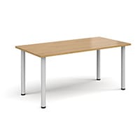 Rectangular White Radial Leg Meeting Table W1600xD800xH725mm - Oak