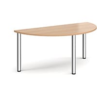 Semi Circular Chrome Radial Leg Meeting Table W1600xD800xH725mm - Beech