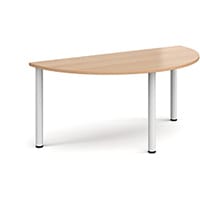 Semi Circular White Radial Leg Meeting Table W1600xD800xH725mm - Beech