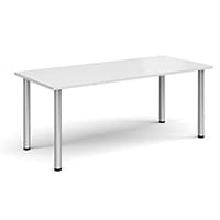 Rectangular Silver Radial Leg Meeting Table W1800xD800xH725mm - White