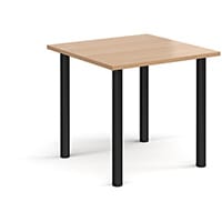 Rectangular Black Radial Leg Meeting Table W800xD800xH725mm - Beech