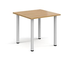 Rectangular White Radial Leg Meeting Table W800xD800xH725mm - Oak