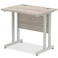 Impulse Rectangular Office Desk W800xD600xH730mm Silver Double Cantilever Legs Grey Oak Top