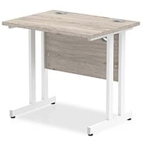 Impulse Rectangular Office Desk W800xD600xH730mm White Double Cantilever Legs Grey Oak Top