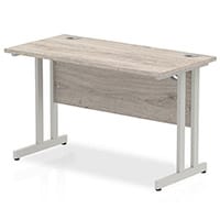 Impulse Rectangular Office Desk W1200xD600xH730mm Silver Double Cantilever Legs Grey Oak Top