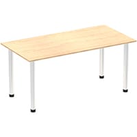 Impulse Straight Table W1600mm Maple Top Chrome Post Leg