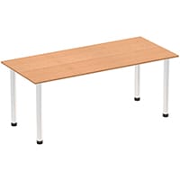 Impulse Straight Table W1800mm Oak Top Chrome Post Leg