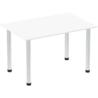 Impulse Straight Table W1200mm White Top Brushed Aluminium Post Leg