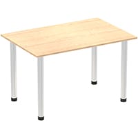 Impulse Straight Table W1200mm Maple Top Brushed Aluminium Post Leg