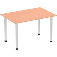 Impulse Straight Table W1400mm Beech Top Brushed Aluminium Post Leg