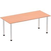 Impulse Straight Table W1800mm Beech Top Brushed Aluminium Post Leg