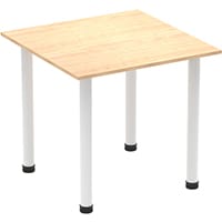 Impulse Square Table W800mm Maple Top White Post Leg