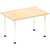 Impulse Straight Table W1200mm Maple Top White Post Leg