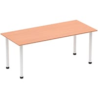 Impulse Straight Table W1800mm Beech Top White Post Leg