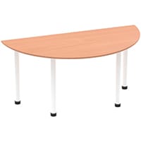 Impulse Semi-circle Table W1600mm Beech Top White Post Leg