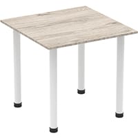 Impulse Square Table W800mm Grey Oak Top White Post Leg
