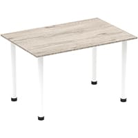 Impulse Straight Table W1200mm Grey Oak Top White Post Leg