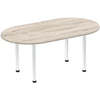 Impulse Boardroom Table W1800mm Grey Oak Top Chrome Post Leg