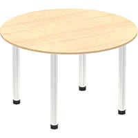 Impulse Round Meeting Table W1000mm Maple Top Chrome Post Leg