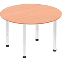 Impulse Round Meeting Table W1200mm Beech Top Chrome Post Leg