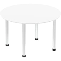 Impulse Round Meeting Table W1200mm White Top Chrome Post Leg