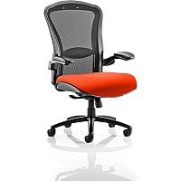 Houston 24 Hour Task Operator Office Chair - Heavy Duty - Adjustable Lumbar Support - Adjustable Arms - Extra Large Seat - Black Mesh Back - Pimento Rustic Orange Seat - Weight Tolerance 205kg