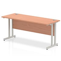 Impulse Rectangular Office Desk W1600xD600xH730mm Silver Double Cantilever Legs Beech Top