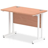 Impulse Rectangular Office Desk W1000xD600xH730mm White Double Cantilever Legs Beech Top