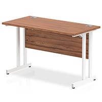 Impulse Rectangular Office Desk W1200xD600xH730mm White Double Cantilever Legs Walnut Top