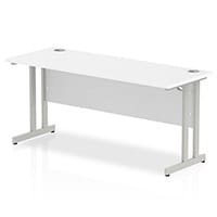 Impulse Rectangular Office Desk W1600xD600xH730mm Silver Double Cantilever Legs White Top