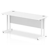 Impulse Rectangular Office Desk W1600xD600xH730mm White Double Cantilever Legs White Top