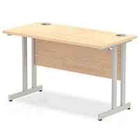 Impulse Rectangular Office Desk W1200xD600xH730mm Silver Double Cantilever Legs Maple Top