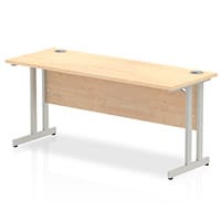 Impulse Rectangular Office Desk W1600xD600xH730mm Silver Double Cantilever Legs Maple Top